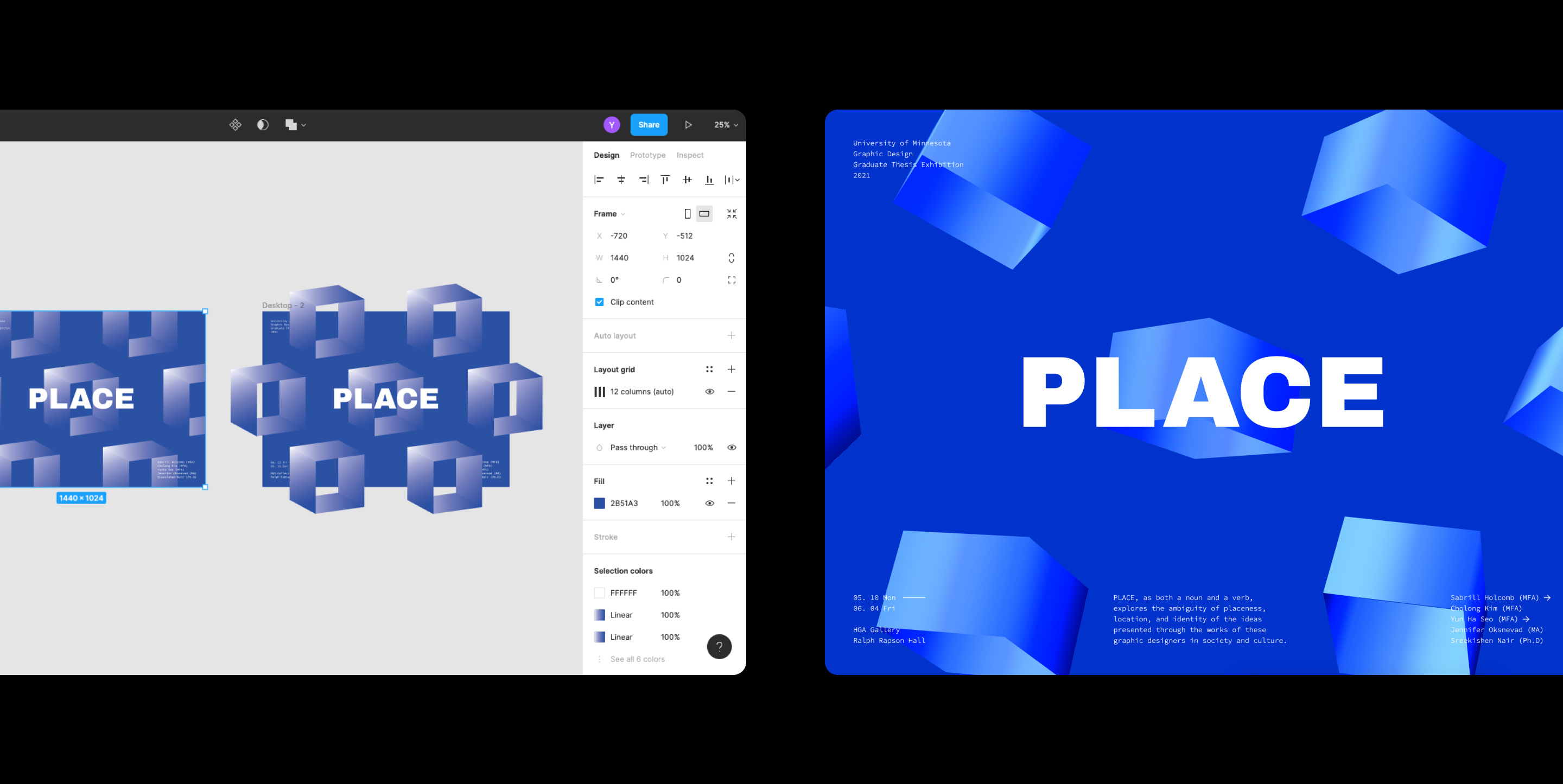 Sie-by-side view of mockup and final design